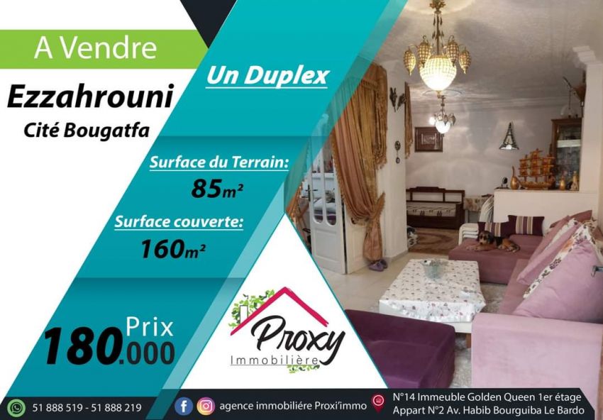 A vendre Duplex à La Cité Bougatfa