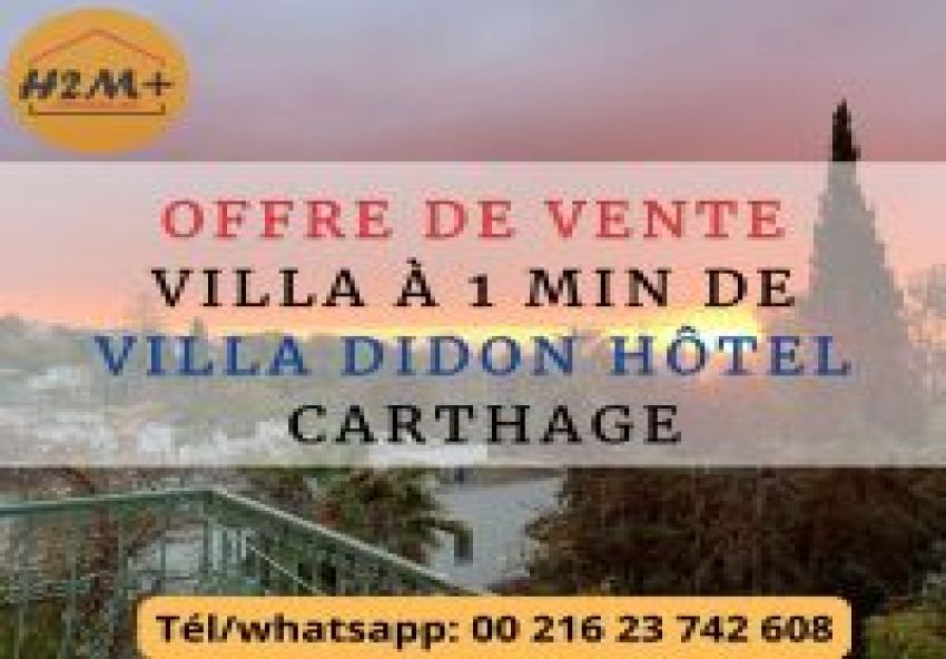 vente villa a 1min de l'hôtel Villa Didon Carthage