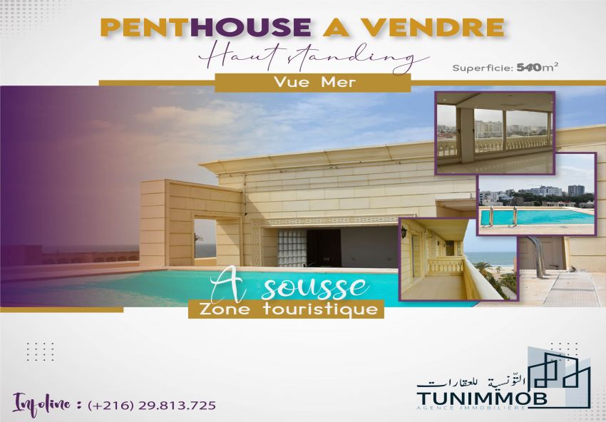 À #vendre luxueux  #Penthouse  avec #piscine à sousse