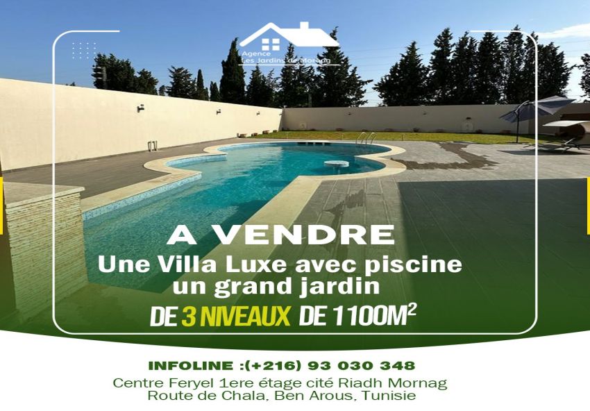 Une Villa luxe avec piscine de très haut standing de 3 niveaux de 1100m² sur un terrain 1500 m²