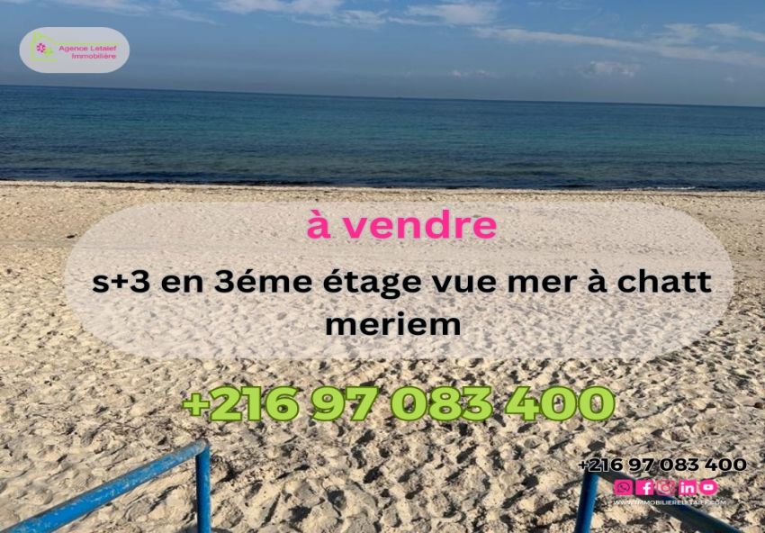 🅐 🅥🅔🅝🅓🅡🅔 #appartementdeluxe #vuemer S+3 #Agence_letaief_immobilère ( #agence_immobilière_Agrée ).