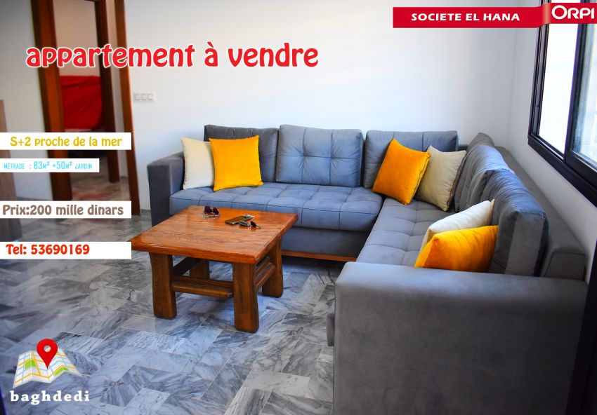 à vendre Appartement s+2 neuf À Plage Baghdedi