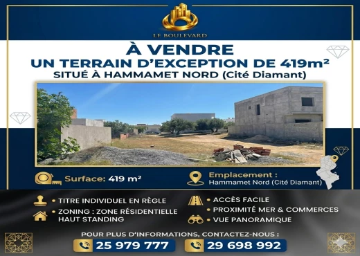terrain à À Vendre à NABEUL - A vendre un terrain à hammamet