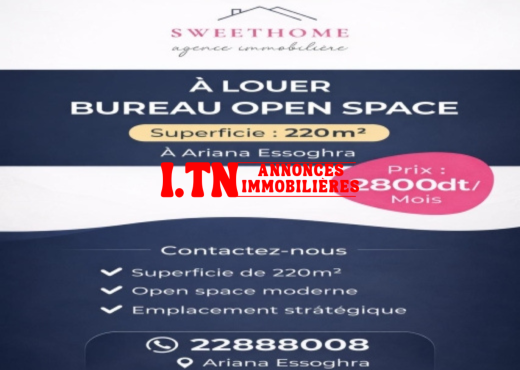 bureau à louer à Ariana Essoghra