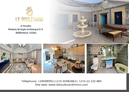 maison à À Vendre à NABEUL - Maison arabe S+2 situé à Nabeul