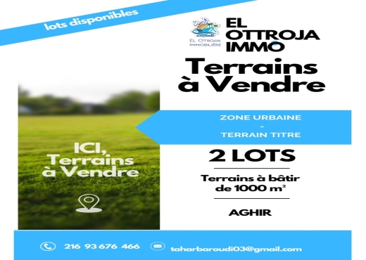 À Vendre Terrain de 1000 m² à Agir