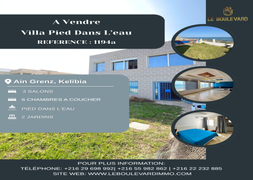 A vendre villa pied dans l'eau
