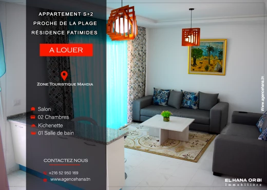 Appartement à À Louer à MAHDIA - S+2 rz fatimide pour location