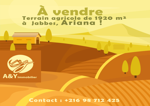 Terrain agricole de 1920 m² à Jabbes Ariana