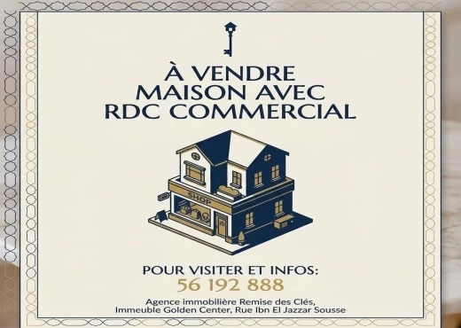 maison à À Vendre à SOUSSE - À VENDRE : MAISON AVEC RDC COMMERCIAL À TROCADE