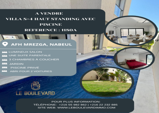 Villa S+4 avec piscine à Mrezga