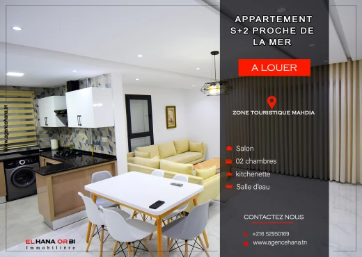 Appartement à À Louer à MAHDIA - A louer pour vacance s+2 neuf