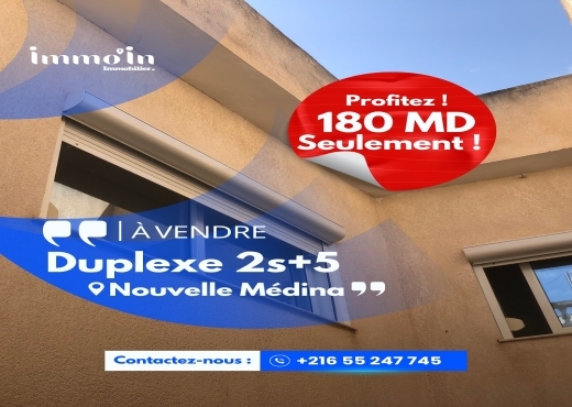 À VENDRE – Maison Duplexe 2S+5 à Médina Jadida