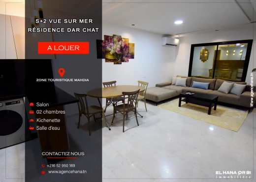 Appartement à À Louer à MAHDIA - a louer pour vacance s+2 vue mer a