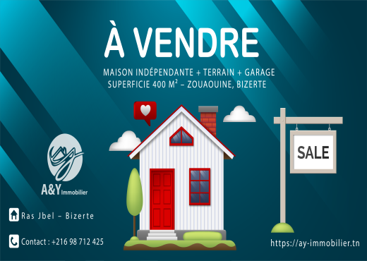À VENDRE : MAISON INDÉPENDANTE + TERRAIN + GARAGE