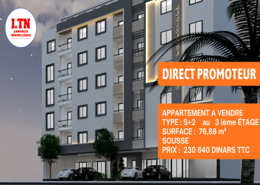Appart S+2 Direct Promoteur Sousse