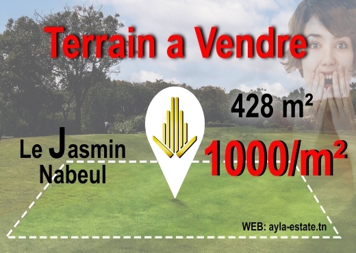 A vendre un terrain Le Jasmin Nabeul
