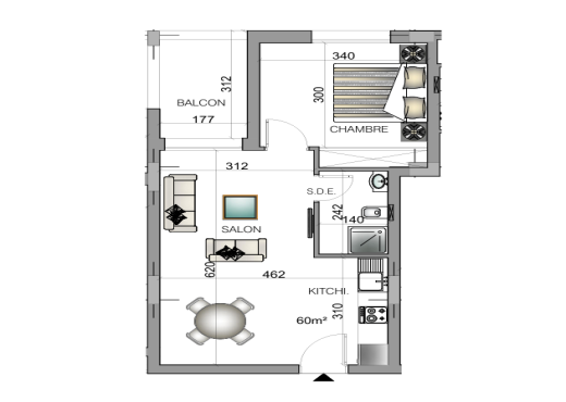 A vendre appartement S+1 à AFH