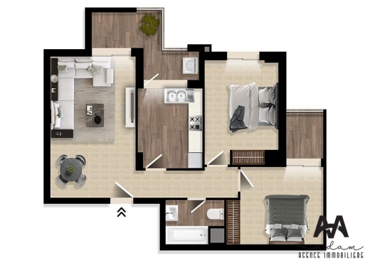 Appartement S+2 – 103 m²