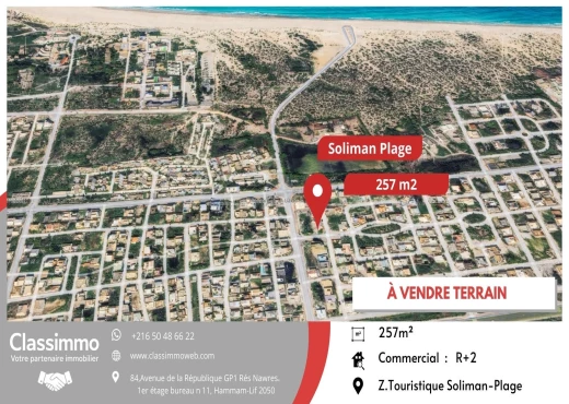 terrain À Vendre à NABEUL - A Vendre terrain a Soliman Plage - Immobiliere.tn - Photo 3