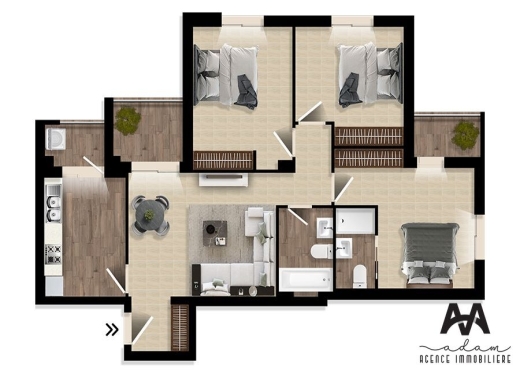 Appartement S+3 – 133 m² – La Mano