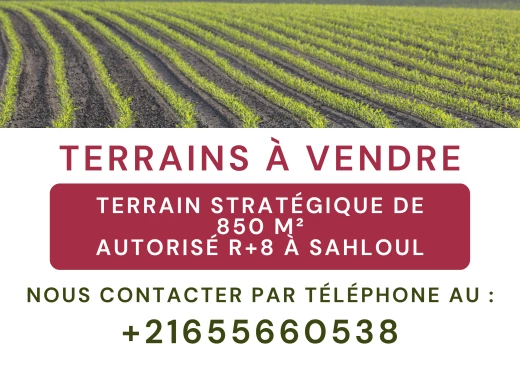 terrain à À Vendre à SOUSSE - Terrain 850m² et 450m² a Sahloul