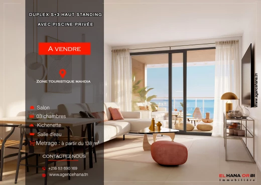 Appartement à À Vendre à MAHDIA - Duplex d’exception S+3