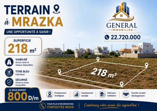 terrain à À Vendre à NABEUL - Terrain à Vendre à Mrazka – 218 m² | Une Opportuni