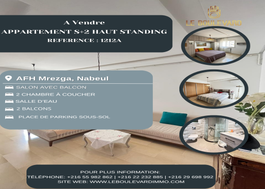 A vendre appartement S+2 à Mrezga