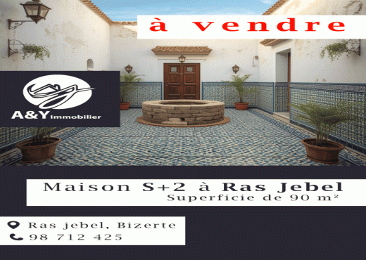 🏠 Maison S+2 à vendre à Ras Jebel