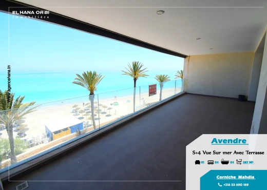 Appartement à À Vendre à MAHDIA - À Vendre App S+4 Pied dans l'eau