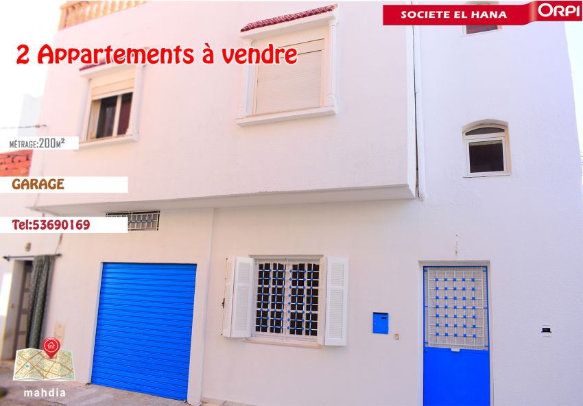 à vendre deux appartements avec garage à ezzahra mahdia