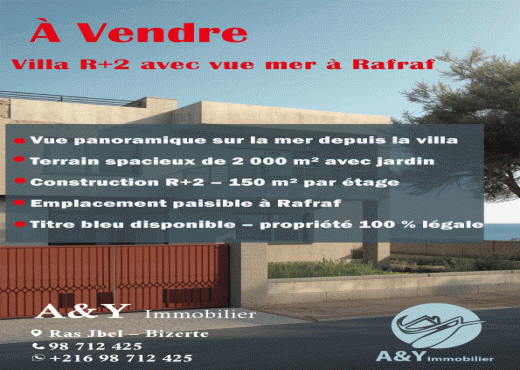 🌅 Villa d’exception à vendre à Rafraf