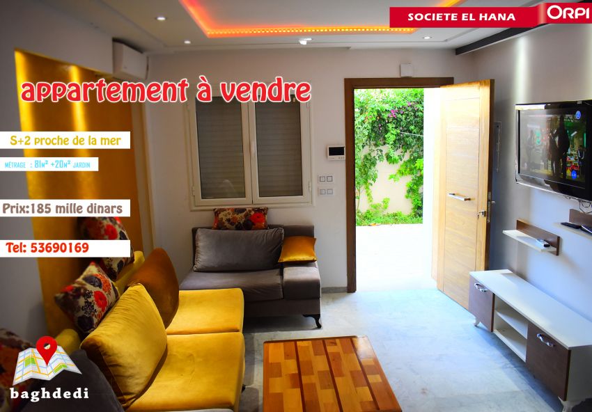 à vendre Appartement s+2 De Charme À Plage Baghdedi