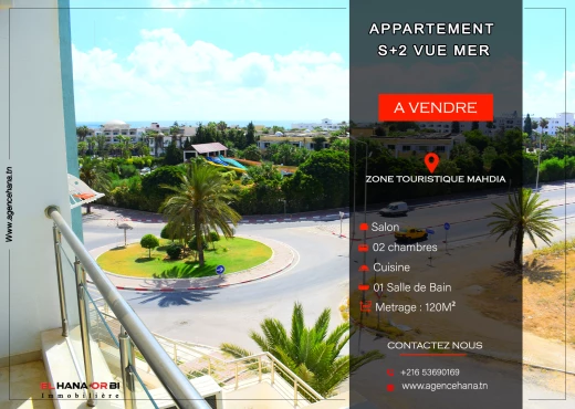 Appartement à À Vendre à MAHDIA - A vendre s+2 vue mer avec parking