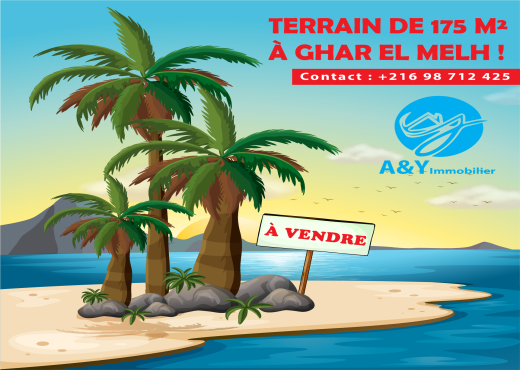Terrain de 175 m² à Ghar El Melh ! E