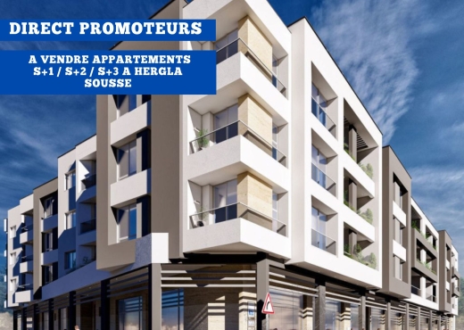 A Vendre Appart Neuf S+1/+2/+3 A HERGLA SOUSSE