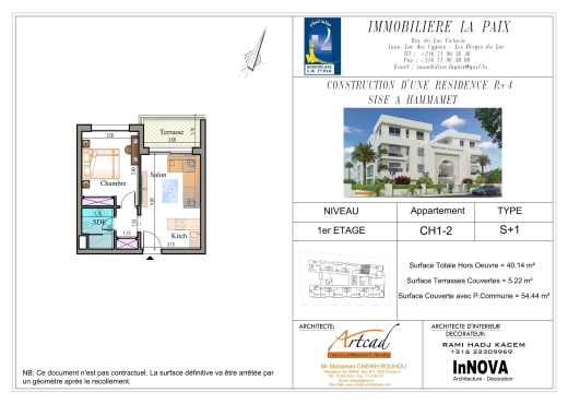 S+1 Direct Promoteur Hammamet Nord