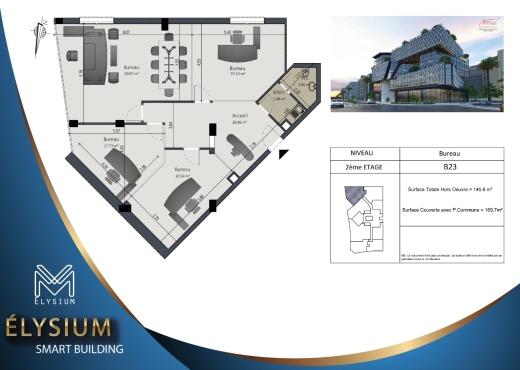 A Vendre Bureaux 2ieme Etage  LAC3