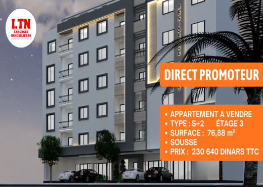 Appart S+2 Direct Promoteur Sousse