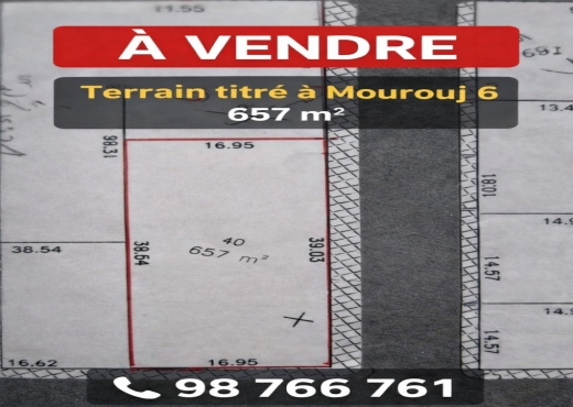 À vendre terrain titré de 657 m² à