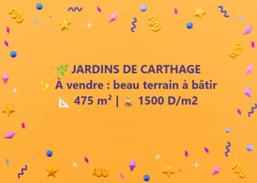A Vendre Terrain a Jardins de Carthage
