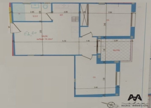 Appartement S+2 de 85 m² à AFH² Mr