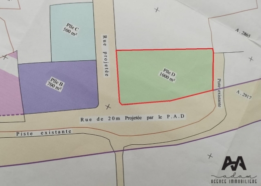 Terrain d’habitation de 1000 m² à