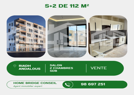 A vendre S+2  112m² Riadh Andalous