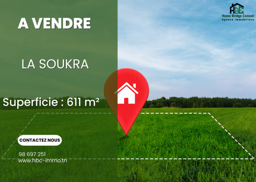 A vendre terrain de 611 m²