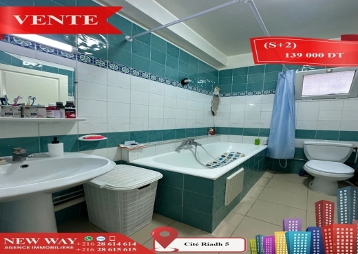 (S+2) à Cité Riadh 5 avec Abri de Voiture
