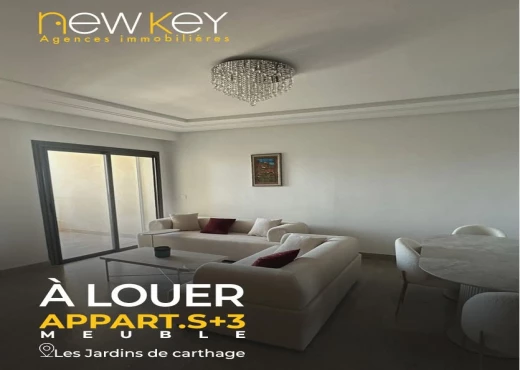 Appartement À Louer à TUNIS - À Louer S3 meublé Jardins Carthage - Immobiliere.tn