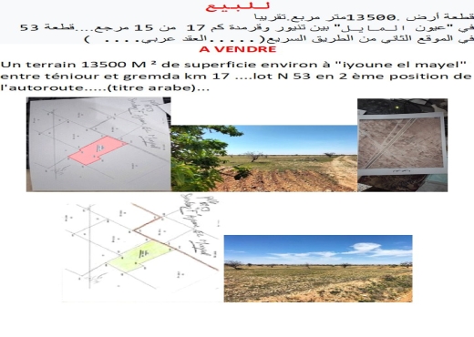 للبيع قطعة أرض بمساحة 13.500 متر م